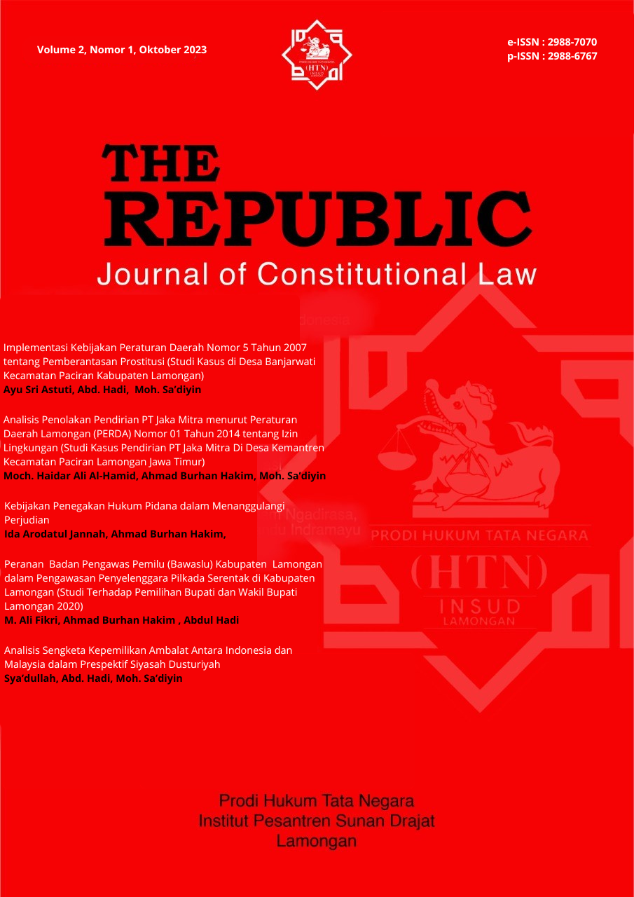 					View Vol. 1 No. 2 (2023): THE REPUBLIC : Journal of Constitutional Law
				