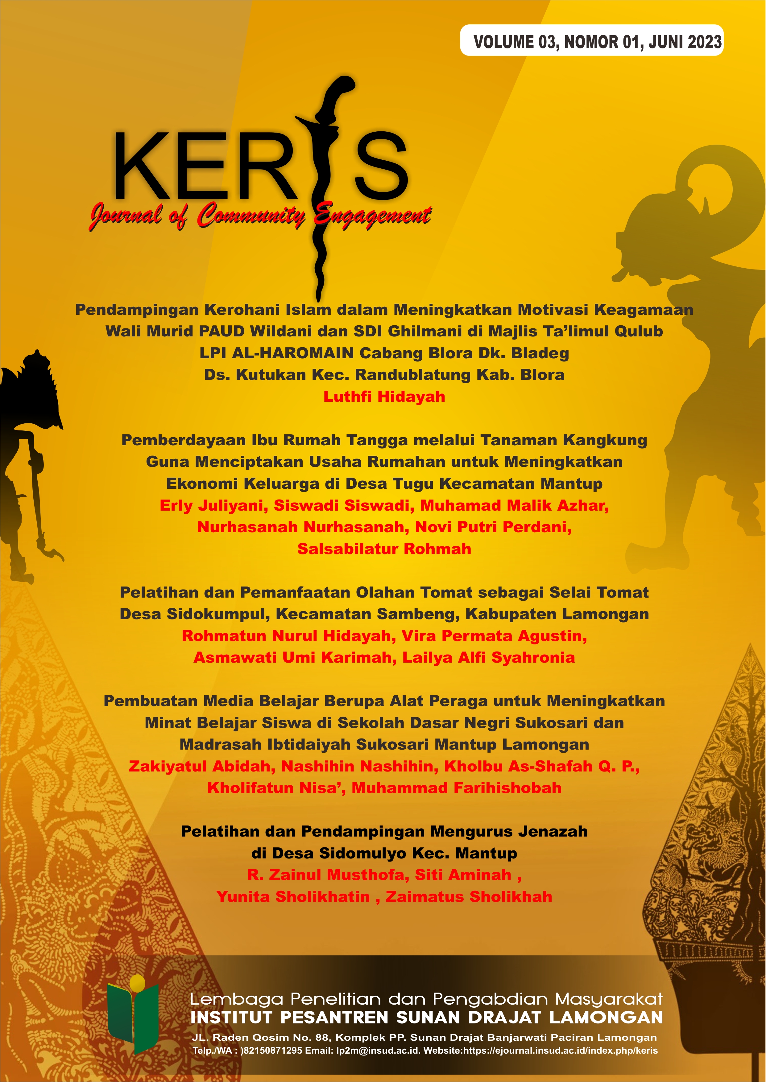 					View Vol. 3 No. 1 (2023): KERIS: Journal of Community Engagement
				